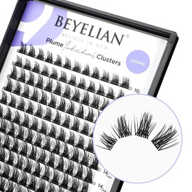 BEYELIAN Individual Eyelashes, D Curl Cluster Eyelashes, 144 Pieces, Cluster Lashes, 0.07 mm, 10–16 mm, Mixed DIY Eyelash Extensions, Individual Lashes at Home, Super Thin Black Band (Luxury)