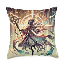 Arcane Mage Fantasy Digital Art Throw Pillow