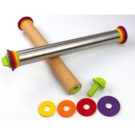 Mepple Adjustable Rolling Pin Rings with 4 Thickness Rings and Screws, Replaceable Baking Accessories for Stainless Steel or Wooden Rolling Pins, 1 Pack
