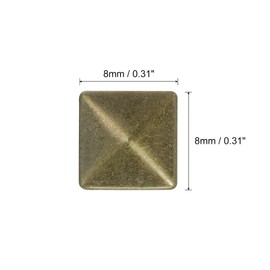 sourcing map 150 Pieces Square Pyramid Studs for Clothing, 8mm Four Jaw Stud Spikes Copper Punk Rock Nail Head Spots for Bags Shoes Leathercraft (Bronze Tone)