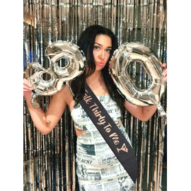 30th Birthday Sash Talk Thirty to Me Sash Happy 30th Birthday Gifts for Her 30th Birthday Decorations for Women (Black/Rose Gold)