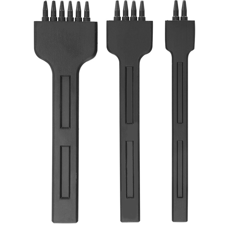 3Pcs 4mm Spacing Prong Chisel Black Alloy Steel 2/4/6 Teeth