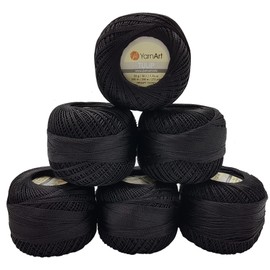 YarnArt Tulip 6 x 50 g Pack, Silk Yarn, Microfibre Yarn, Satin Yarn, Silk Brilliant Yarn, Shiny Yarn (Black 400)