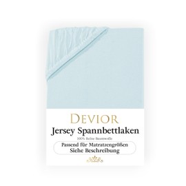 Devior Jersey fitted sheet, 140 x 200 - 160 x 200 cm, aqua, bed sheet, 100% cotton, up to 22 cm mattress height elastic band, Oeko-Tex made in green, fitted sheets, mattress cover, 140 x 200 cm