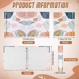 Colarr 4 Pcs Cute Mini Boho Leaves Binders for School 5.5 x 8.5 Three Ring Decorative Hardcover with Elastic Cord 1 Inch Binder Mini Binders Office Supplies and Home Use Recipe Binder