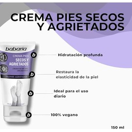 Babaria - Crema para Pies Secos y Agrietados con Aloe Vera y Manteca de Karité | Hidrata y Repara Pies y Talones Agrietados | Alivia los Pies más Secos y Dañados | Aceite de Almendras y Urea | 100% Fórmula Vegana | 150 ml