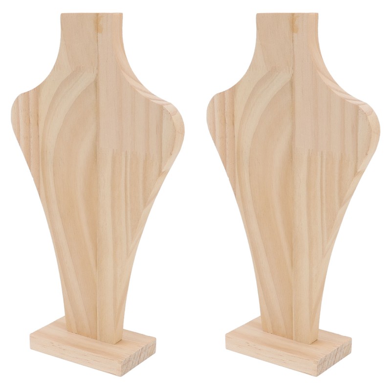 2pcs Wooden Necklace Display Stand Vase Shaped Light Weight Solid