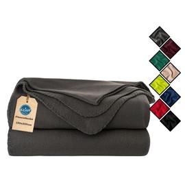 HLKauf Fleece Blanket, 150 x 200 cm, Cuddly Blanket, Fluffy, Wrinkle-Resistant and Breathable Couch Blanket, HLKauf-Block (Anthracite & HLKauf-Block)