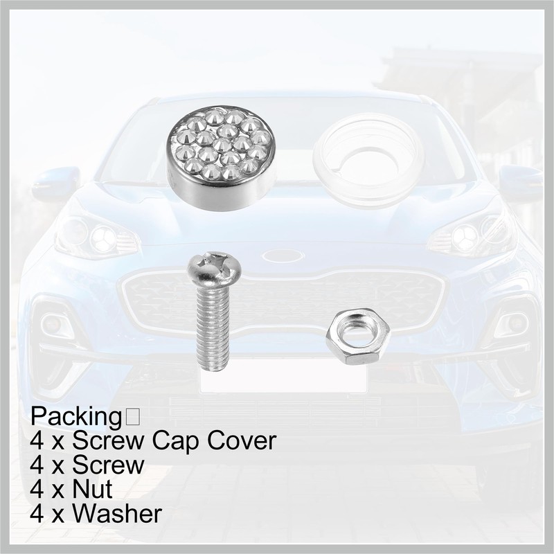 RATCHROLL 1 Set Bling Car License Plate Fasteners Screws Caps