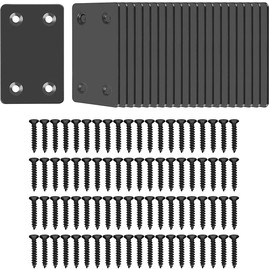 Niooliuk Pack of 20 Flat Stainless Steel Black Straight Brace Bracket 0.06inch Thickness Metal Flat Straight Mending Plates Fixing Corner Brace,2.4inch x 1.5 inch