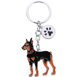 F reedale Cute Metal Small Puppy Keychain Keyfob Car Bag Charm Dog Tag Chains Birthday Dog Lover Gift (Doberman)