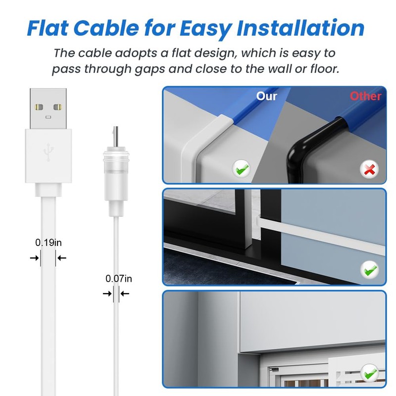 Xwartre 25ft Weatherproof Cable for SimpliSafe Outdoor Camera, with 5V/2A
