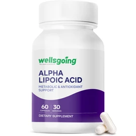 Wellsgoing Alpha Lipoic Acid 600 mg | Powerful Antioxidant & Metabolic Support Supplement | Supports Cellular Energy | 60 Capsules