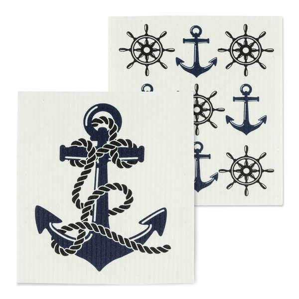 Abbott Collection Anchor Dish Cloths. Set of 2