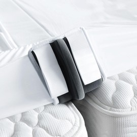 FeelAtHome 3-in-1 Bed Bridge Converter Kit Twin XL to King | Split King Gap Filler with Attached Fitted Sheet & Straps | Adjustable Bed Mattress Connector (White)