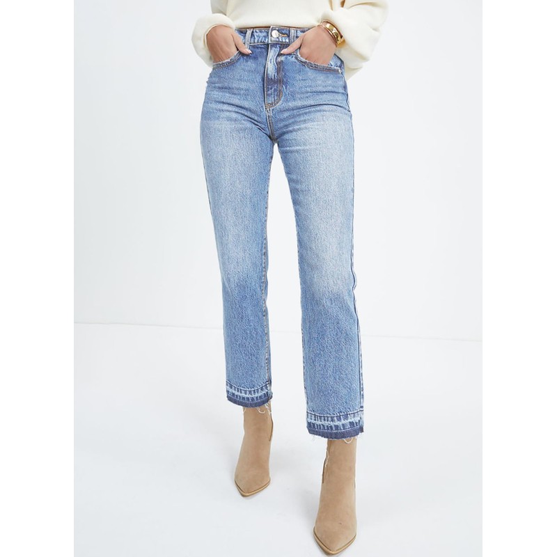 Astylish Women's High Rise Straight Leg Ankle Jeans Distressed Stretch