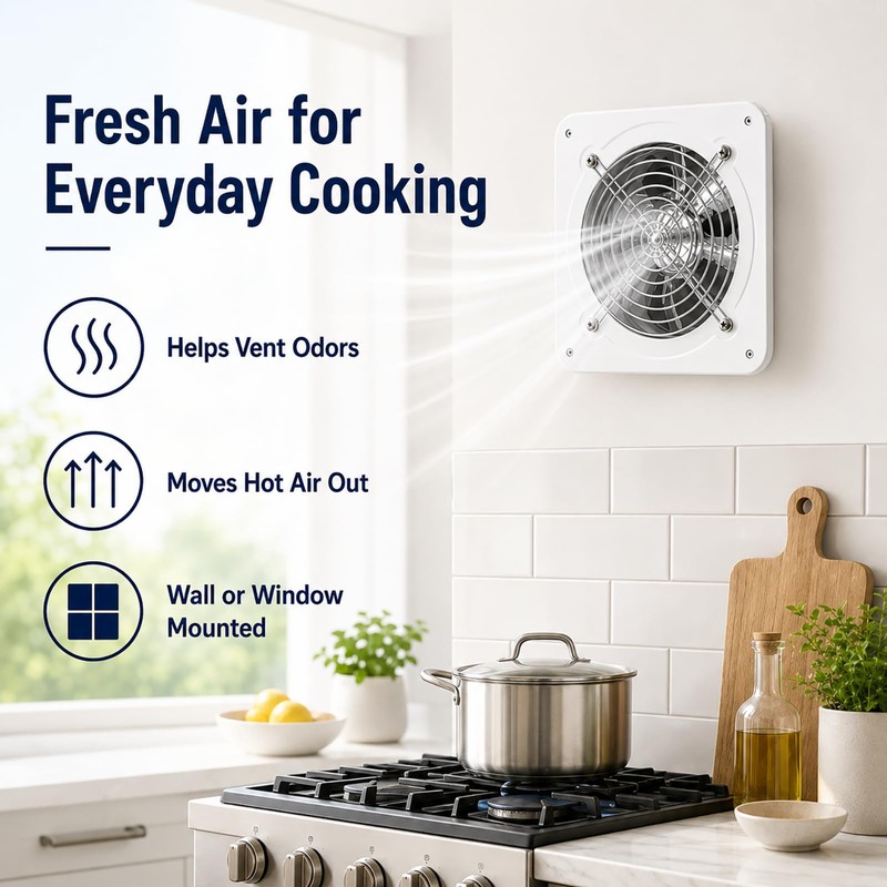 8 Inch Exhaust Fan, 110V 40W Wall Mounted Ventilation Fan