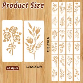 24 Stück Blumen Schablone Malschablonen Erwachsene Wiederverwendbare Schablonen zum Bemalen Wildblumen Schablonen zum Malen für Diy, Möbel, Holz, Boden, Scrapbooking,Handwerk