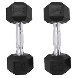 Saorzon 15 LB Dumbbells Set of 2 Exercise & Fitness Dumbbell for Home Gym Women and Men Free Weights Hand Hex Dumb Bells