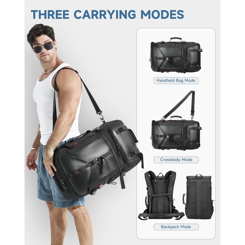 SWICKY Travel Laptop black backpack 50L ，carry on Flight Approved