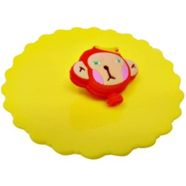 Silicone Lid Microwave Cover, Reusable Suction Seal Leak Proof for Bowls or Cups, with Monkey Decoration, 4.25 Inches