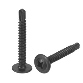 sourcing map 100Pcs #8x1-1/4" Phillips Head Self Tapping Screws, Carbon Steel Self Drilling Flat Head High-Strength Quick Tapping Screws Wood Screw for Wood, Metal, Plastic, Black