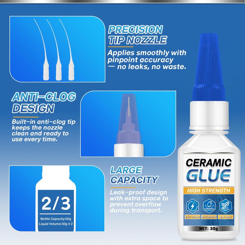 Ceramic Glue Repair Kit, Ceramic Glue for Pottery, Porcelain, Mugs,