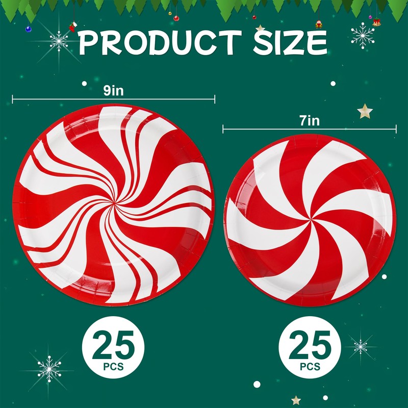 AimFun - 50 platos de papel de Navidad, platos de