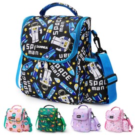 Nasjac Bolsa de Almuerzo para Niños Niñas, Loncheras Térmica Reutilizable Grande 7.5L con Bolsa para Botella, Bolsa de Almuerzo Portátil con Correa Ajustable para Escuela, Picnic,Viajes (Azul)