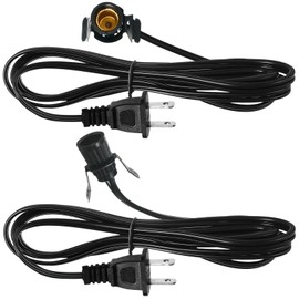 Macarrie 2 Pcs Clip in Lamp Cord with E12 Light Socket Single Lamp Replacement Cord for Holiday Christmas Village Accessories Decorations Switch Not Included, 6 ft (Black)