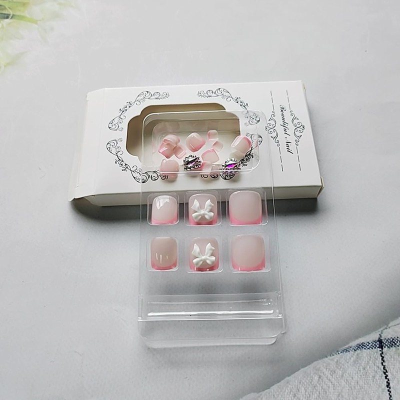 24 Pcs Press on Toenails,YIHONGYAN Fake Toe Nails Press ons