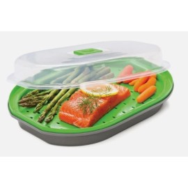 Progressive Prep Solutions by Progressive Microwavable Fish and Veggie Steamer, Steam Ven...