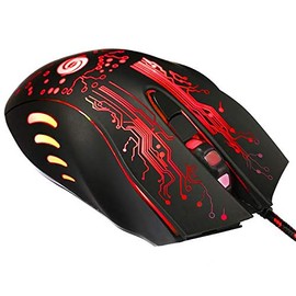 Mouse Gamer Diseño Ergonómico, GlowKnight, MXGLO-001, Tipo 7D, Alámbrico, Negro, 5 BotonesRueda Desplazamiento, Láser Óptico.                         