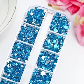 Towenm B7000 Jewelry Adhesive Glue with Rhinestones for Crafts, 4000PCS Peacock Blue Flatback Gems Rhinestone with Tweezer Picker Pencil Clear Glue for DIY Clothes Fabric Shoes Jewelry Making Nail Art