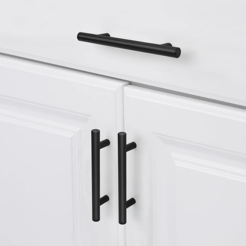 LONTAN 15 Pack Black Kitchen Handles 128mm Black Cupboard Handles