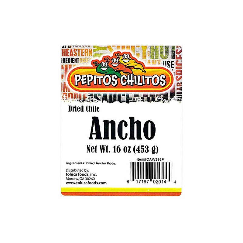 PEPITOS CHILITOS/Chile Ancho 16 oz. Resealable Bag - Natural and