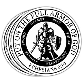 HOSALA (3in - 3Pcs) Put On The Full Armor of God Ephesians 6:10 Sticker Christian Catholic Bible Sticker Christian Gift Decoration Graphic Helmet Bumper