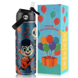 Termo para Niños y Niñas 18 oz - Botella de Agua Acero Inoxidable 100% Antifugas, con 2 Pajitas Incluidas para Escuela, Deportes o Excursiones (Termo Infantil Reutilizable y Aislante) (Amarillo)