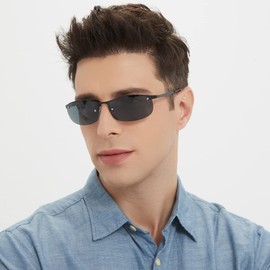 mrbobmslee 3 Pack Polarized Sunglasses for Men, Semi- Rimless Frame Driving Fishing Sports Sun glasses UV400 Protection Block Glare/Blue Light