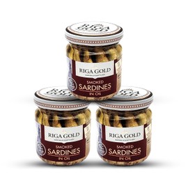 Riga Gold Smoked Sardines in Oil, 100g Jar (3 Pack) Kosher Certified (Pack 3)