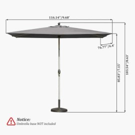 Domi Outdoor Living 9.68'×6.4' Patio Umbrella w/Push Button Tilt & Crank for Deck, Porch, Gray