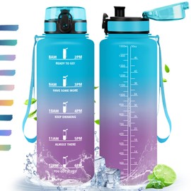 Water Bottle, 1.5 L, Sports Water Bottle with Time Marking, with Filter, Leak-proof Drinking Bottle, BPA-Free, Water Bottle for Sports, Fitness, Yoga, School, Office