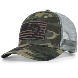 Pnkvnlo Fishing Hat for Men - Fishing Gifts Patriotic Snapback Fishing Hats - Outdoor Mesh Back American Trucker Hat Fishing