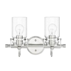 SUNSET Lighting Qairo 2-Light Medium Base Vanity w/Clear Seeded Glass F25202-80