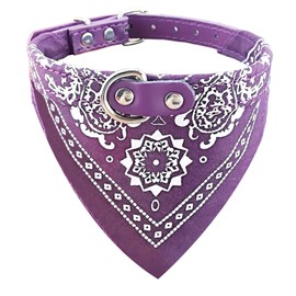 Newtensina Fashion Dog Bandana Collar Dog Collar Boy Medium Bandana Puppy Bandana with Collar for Dogs - Purple - L
