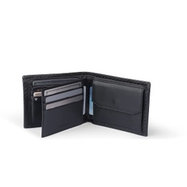 DONBOLSO Zurich, Men's Classic Leather Wallet with RFID Protection, carbon, Minimalist