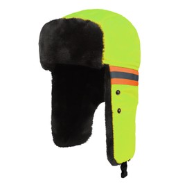 Warm Winter Trapper Hat with Earflap and Removable Face Mask Waterproof Oxford Faux Fur Hat Windproof Trooper Hat Women Men Outdoor Skiing Skating Hiking Hunting Trooper Hat Keep Warm Green