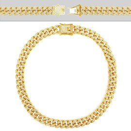 Gold Cuban Link Chain for Men - Diamond Iced Out Necklace - Chaine Homme Gifts for Boys Girls Encouragement Christmas Birthday Commencement Graduation Marriage Gifts