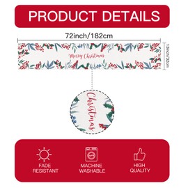 RUSPEPA Christmas Table Runner with Berry Design Linen Table Runner for Holiday Use, Kitchen, Dining, Decoration, Party Table - 13 x 72 Inches - Berry