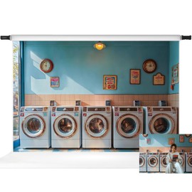 Kate Laundry Day Backdrop Pets Photo Backdrops Kids Laundry Room Backgrounds, 10x6.5ft